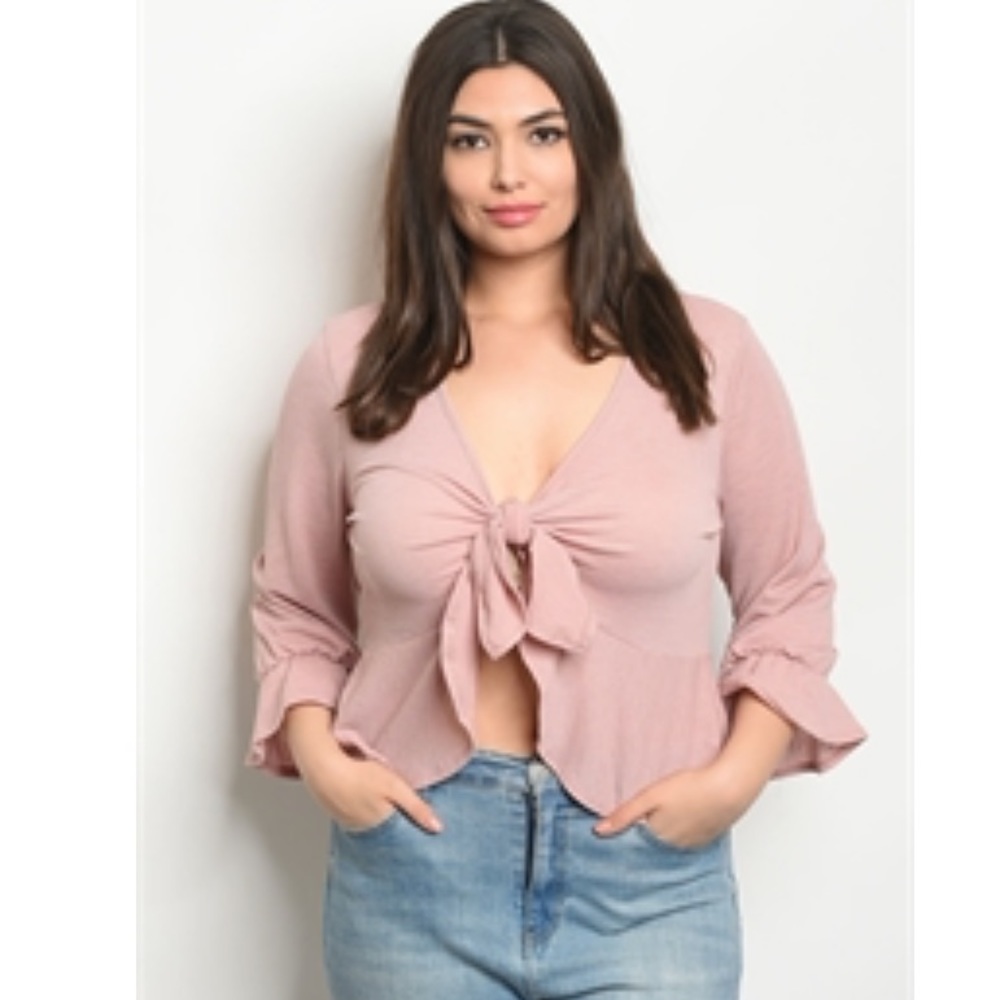 Plus size Tie Front Blouse